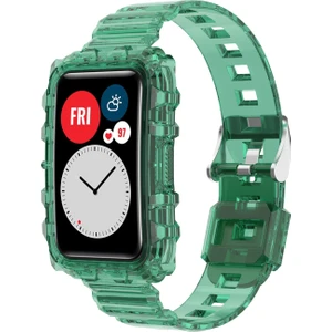 Huawei Watch Fit / Fit 2 / Fit Yeni Tek Boyut - Yeşil Için Şeffaf Tpu Entegre Akıllı Watchme Bandı Bilek Kayışı Çerçevesi (Yurt Dışından)