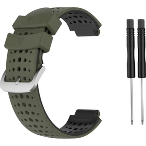 Garmin Forerunner Için Iki Renkon Silikon Saat Kayışı Bileklik 735XT 620 630 220 230 235 - Ordu Yeşil / Siyah (Yurt Dışından)
