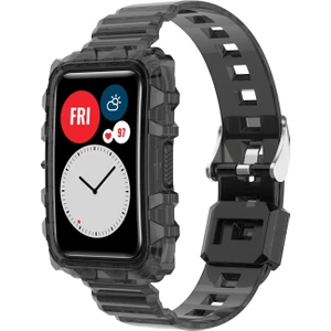 Huawei Watch Fit / Fit 2 / Fıt Yeni Tek Boyut - Siyah Için Şeffaf Tpu Entegre Akıllı Watchme Bandı Bilek Kayışı Çerçevesi (Yurt Dışından)