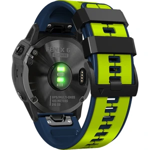 Garmin Enduro / Tactix Delta / Tactix 7 Pro Pin Doku Silikon Silikon Saat Band 26MM Çift Renkler Yedek Bilek Kayışı - Kireç / Siyah (Yurt Dışından)