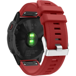 Garmin Fenix ​​7x/6x Safir Gps/6x Pro/6x Gps/5x Gps/5x Artı Silikon Spor Saat Band Gümüş Tokalı Ayarlanabilir Saat Kayışı - Kırmızı (Yurt Dışından)