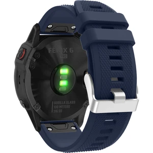 Garmin Fenix ​​7x/6x Safir Gps/6x Pro/6x Gps/5x Gps/5x Artı Silikon Spor Saat Band Gümüş Tokalı Ayarlanabilir Saat Kayışı - Koyu Mavi (Yurt Dışından)
