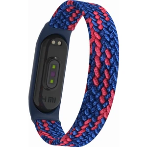 Xiaomi Mi Band 5/4/3 Için Elastik Naylon Bilek Bant Saat Kayışı - Mavi / Kırmızı (Yurt Dışından)