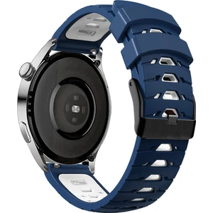 Huawei Için Gt Runner/garmin Venu 2/vivoaktif 4 Trapezoid Üç Sıralı Delik Saat Kayış Çift Renkli Silikon Bilek Bandı - Midnight Mavi/beyaz (Yurt Dışından)