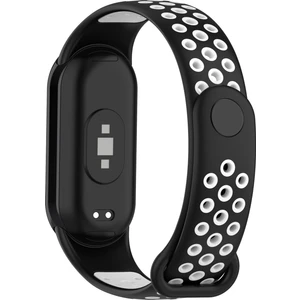 Xiaomi Smart Band 8 Silikon Saat Bantları Silikon Konnektörlü Çift Renkli Spor Kayışı - Siyah+Beyaz (Yurt Dışından)