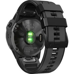 Garmin Enduro / Tactix Delta / Tactix 7 Pro Pin Doku Silikon Silikon Saat Band 26MM Çift Renkler Yedek Bilek Kayışı - Karbon Gri / Siyah (Yurt Dışından)