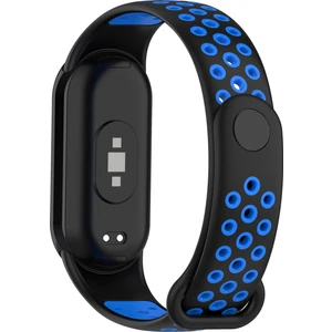 Xiaomi Smart Band 8 Silikon Saat Bantları Silikon Konektörlü Çift Renkli Spor Kayışı - Siyah+Mavi (Yurt Dışından)