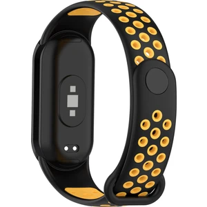 Xiaomi Smart Band 8 Silikon Saat Bantları Silikon Konektörlü Çift Renkli Spor Kayışı - Siyah+Sarı (Yurt Dışından)