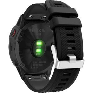 Garmin Fenix ​​7x/6x Safir Gps/6x Pro/6x Gps/5x Gps/5x Artı Silikon Spor Saat Band Gümüş Tokalı Ayarlanabilir Saat Kayışı - Siyah (Yurt Dışından)
