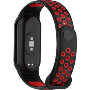 Xiaomi Smart Band 8 Silikon Saat Bantları Silikon Konektörlü Çift Renkli Spor Kayışı - Siyah+Kırmızı (Yurt Dışından)