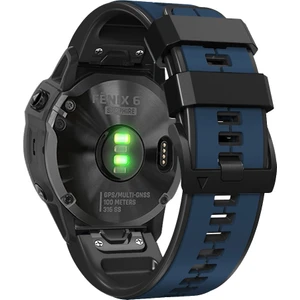 Garmin Enduro / Tactix Için Delta / Tactix 7 Pro Pin Doku Silikon Silikon Saat Band 26MM Çift Renkler Yedek Bilek Kayışı - Koyu Mavi / Siyah (Yurt Dışından)