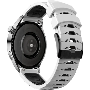 Huawei Saat Gt Runner/garmin Venu 2/vivoaktif 4 Trapezoid Üç Sıralı Delik Saat Kayış Çift Renkli Silikon Bilek - Beyaz/siyah (Yurt Dışından)