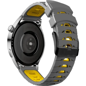 Huawei Için Gt Runner/garmin Venu 2/vivoaktif 4 Trapezoid Üç Sıralı Delik Saat Kayış Çift Renkli Silikon Bilek - Gri/sarı (Yurt Dışından)