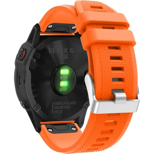 Garmin Fenix ​​7x/6x Safir Gps/6x Pro/6x Gps/5x Gps/5x Artı Silikon Spor Saat Band Gümüş Tokalı Ayarlanabilir Saat Kayışı - Turuncu (Yurt Dışından)