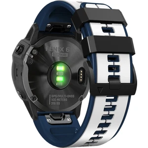 Garmin Enduro / Tactix Için Delta / Tactix 7 Pro Pin Doku Silikon Silikon Saat Band 26MM Çift Renkler Yedek Bilek Kayışı - Beyaz / Koyu Mavi (Yurt Dışından)