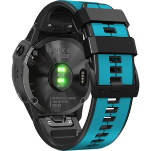 Garmin Enduro / Tactix Için Delta / Tactix 7 Pro Pin Doku Silikon Silikon Saat Band 26MM Çift Renkler Yedek Bilek Kayışı - Gökyüzü Mavisi / Siyah (Yurt Dışından)