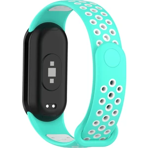 Xiaomi Smart Band 8 Silikon Saat Bantları Silikon Konnektörlü Çift Renkli Spor Kayışı - Cıan+Beyaz (Yurt Dışından)