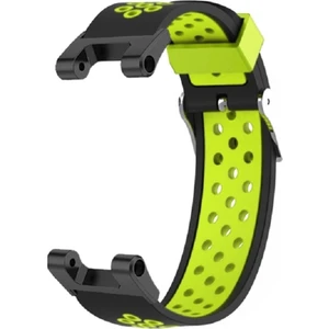 Huami Amazfit T-Rex / T-Rex Pro / Ares Için Çift Renkli 22MM Saat Bandı Silikon Saat Kayışı Yedek Saat Bandı Çok Delikli Tasarımlı-Siyah / Yeşil (Yurt Dışından)