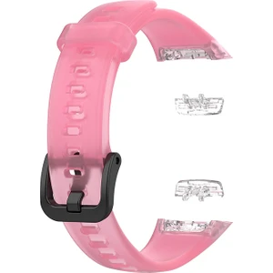 Huawei Band 6 / Honor Band 6 Için Şeffaf Su Geçirmez Tpu Yedek Kayış Saat Bantları - Şeffaf Pembe (Yurt Dışından)