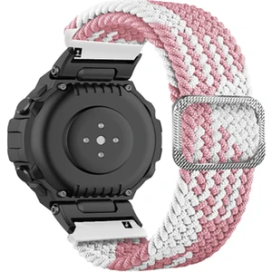 Huami Amazfit Için T-Rex / T-Rex Pro / Ares Nefes Alabilir Saat Kayışı Esnek Naylon Saat Bandına Ayarlanabilir Tokalı-Pembe / Beyaz (Yurt Dışından)