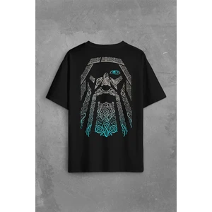Kendim Seçtim Odin Vikings Logo Vikingler Sırt Ön Baskılı Oversize Tişört  T-Shirt