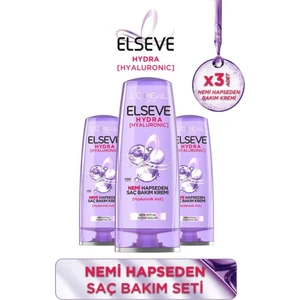 Hydra Hyaluronik Saç Bakım Kremi 3'lü Set 390 ml Ağırlık Yapmadan Derin Nemlendirme