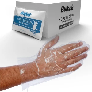 Hdpe Iş Temizlik Tek Kullanımlık Şeffaf Eldiven / Büyük Boy / 100 Adetlik 50 Paket - Koli