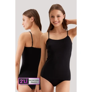 Pierre Cardin 2'li Ekonomik Paket Siyah 1204 Ince Askılı Basic Pamuklu Atlet Set