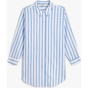 Plaj Elbisesi Gömlek Oversize Uzun Kollu Düğmeli Pamuklu