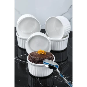 6 Adet 10 cm Porselen Özel Beyaz Sufle Fırın Kabı Çerezlik Sunum Tabak