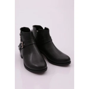 2886-2027 Kadin Fermuarli Kemer Detayli Kisa Topuklu Bilek  Bot