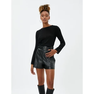 Uzun Kollu Tişört Triko Basic Bisiklet Yaka