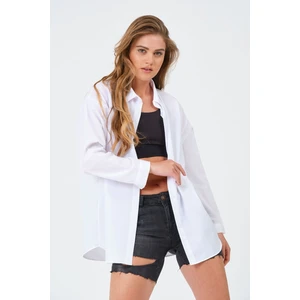 BRAKO TEKSTİL Kadın  Oversize Uzun Basic Gömlek