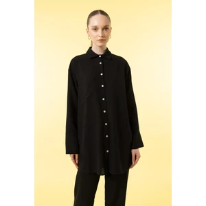 Regular Fit Gömlek Yaka Keten Karışımlı Uzun Kollu Tunik Z6852AZ23SM