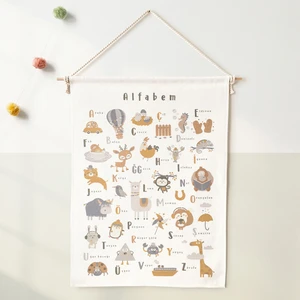 Türkçe Alfabe Duvar Örtüsü / Halısı / Tapestry, Organik Pamuk Kumaş