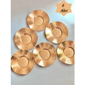 Chance Gift Desenli Metal Çay Bardak Altlığı 6'Lı Set Çay Bardağı Altlığı Çay Tabağı Gold Kaplama