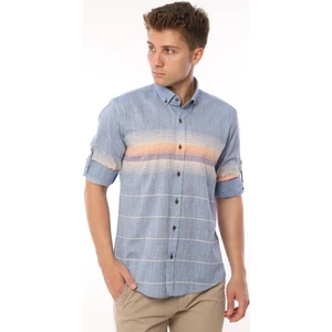 Slim Fit Uzun Kol Panolu Keten Hediye Kutulu Kolay Ütülenebilir Erkek Gömlek(A.34) - Turuncu