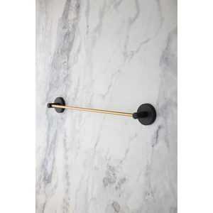 Alper Banyo Flos Altın Siyah Eko Uzun Düz Çubuk Havluluk Havlu Askısı 40 cm Ister Yapıştır Ister Montajla