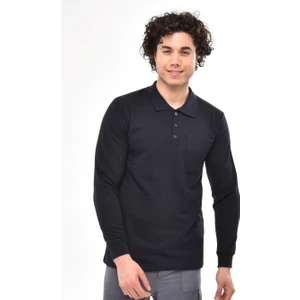 Çamdalı Iş Elbiseleri - Polo Yaka Lacivert 20/10 Iki Iplik Kışlık Iş Sweatshirt L