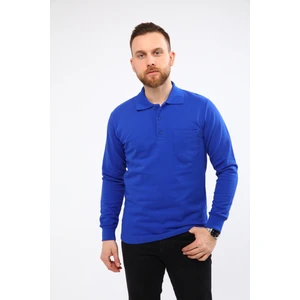 Çamdalı Iş Elbiseleri - Polo Yaka Saks Mavi 20/10 Iki Iplik Kışlık Iş Sweatshirt XXXXL