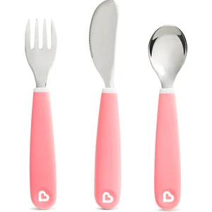 Sıçramayı Engelleyici Çocuk Çatal,Kaşık,Bıçak Takımı,Pembe,18AY+ 3Set,Çatal/Bıçak/Kaşık Dahil