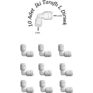 Evora 10 Adet Su Arıtma Filtre Bağlantı L Dirsek 1/4 - 6 Mm (QUİCK - ÇUBUKLU BAĞLANTI) 