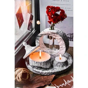 Ersu Store  5 Parça Mermer Desen Dekoratif Beton Vazo ve Vanilya Kokulu Soya Wax Mumluk Takımı