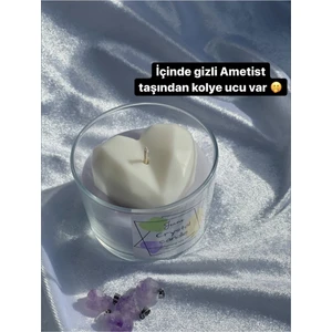 Jeane Home Decor Jeane Candles Doğal Taş Ametist Kolye Ucu Gizli Lavanta Kokulu Kristal Aromaterapi Mum Hediyelik