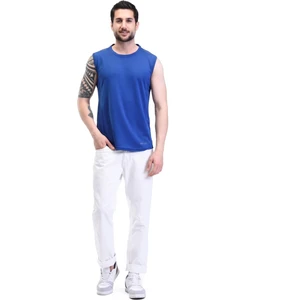 Ghassy Co. Erkek Nem Emici Hızlı Kuruma Atletik Teknik Performans Sporcu Sıfır Kol T-Shirt Gym 108