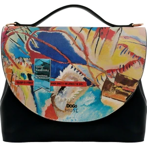 Kadın Vegan Deri Siyah El Çantası - Vasily Kandinsky Cannons Muse Tasarım