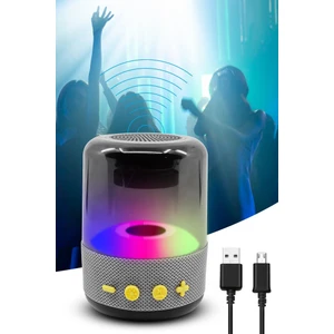 DEMPOWER Işıklı Taşınabilir Bluetooth Hoparlör Ses Bombası Gri