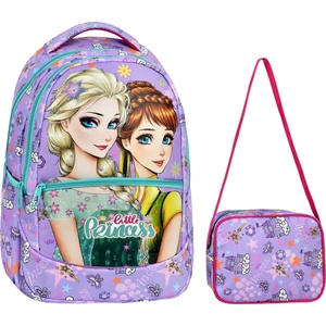 Ilkokul Frozen Desenli Kız Çocuk Ilkokul Çantası + Beslenme Çantası