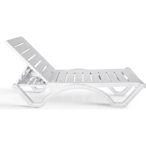 Kolsuz Plastik Şezlong Havuz Plaj Şezlongu 1 Adet Beyaz Kolsuz Şezlong