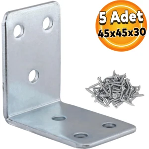 Mobilya Dolap Köşe Bağlantı Sabitleme L Demir Köşebent Gönye 45 x 45 x 30 mm ( 5 Adet )